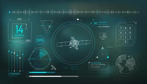 Set of infographic elements about satellite data entry. Stock Illustration