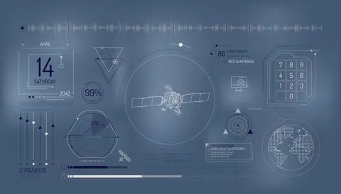 Set of infographic elements about satellite data entry. Illustrazione stock