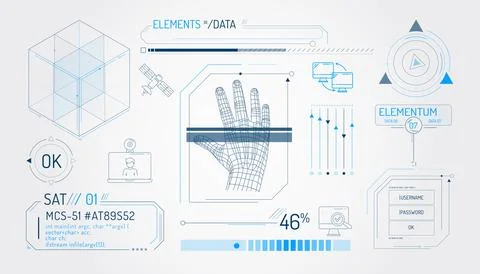 Set of infographic elements about satellite internet and network security. Stockillustratie