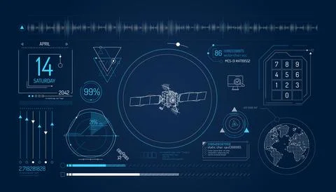 Set of infographic elements about satellite data entry. Stock Illustration