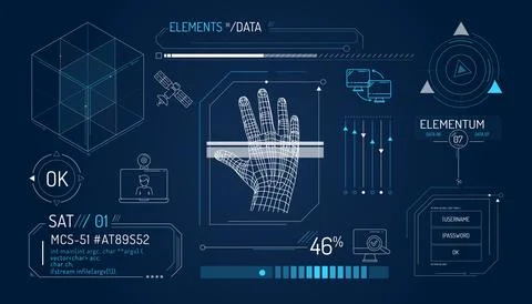 Set of infographic elements about satellite internet and network security. Ilustración de archivo