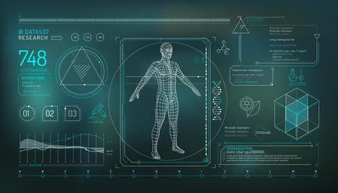 Set of infographic elements about the study of the human genome. Stock Illustration