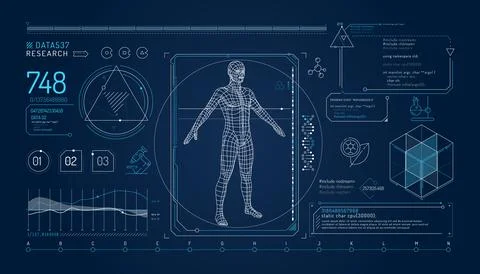 Set of infographic elements about the study of the human genome. Stock Illustration
