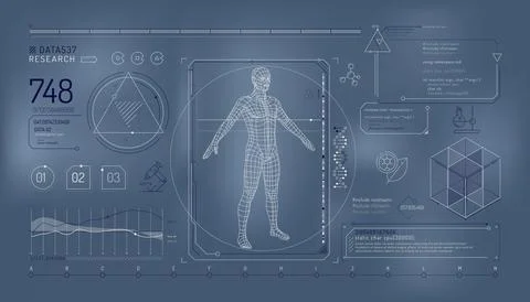 Set of infographic elements about the study of the human genome. Stock Illustration