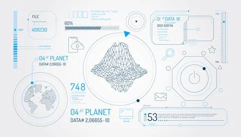 Set of infographic elements about the study of the planet Earth. Stock Illustration