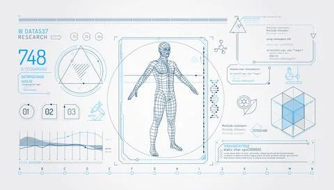 Set of infographic elements about the study of the human genome. Stock Illustration
