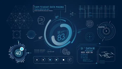 Set of infographic elements about virtual reality drone control. 스톡 일러스트