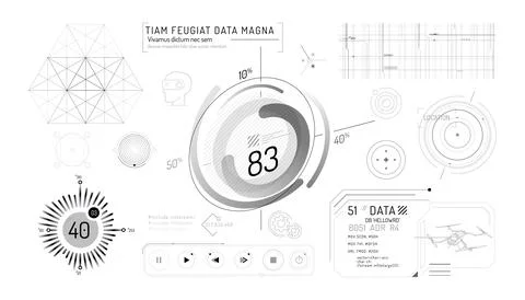 Set of infographic elements about virtual reality drone control. Illustrazione stock