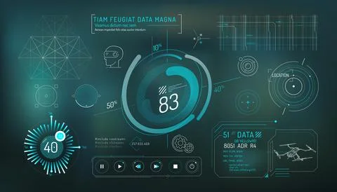 Set of infographic elements about virtual reality drone control. Stock Illustration