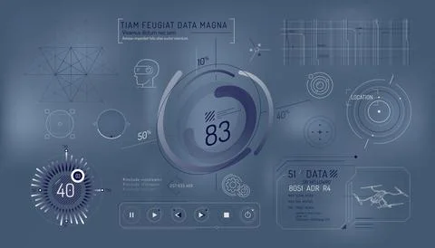 Set of infographic elements about virtual reality drone control. イラスト素材