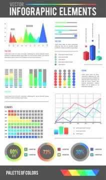 Set Infographic Elements Collection. Flat ITdesign style for presentation 库存插图