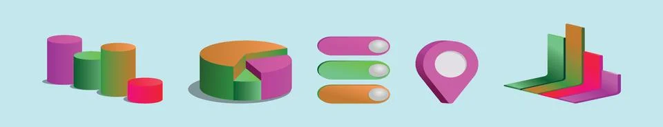 Set of infographic elements data visualization cartoon icon design template 스톡 일러스트