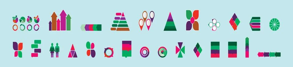 Set of infographic elements data visualization cartoon icon design template Stock Illustration
