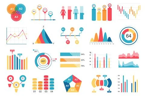 Set of infographic elements data visualization vector design template with Stock Illustration