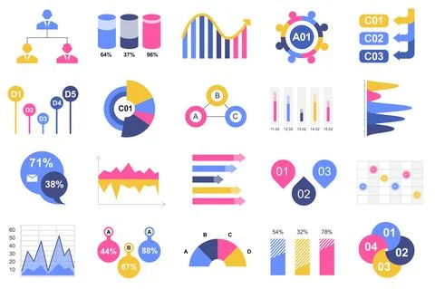 Set of infographic elements data visualization vector design template with Stock Illustration