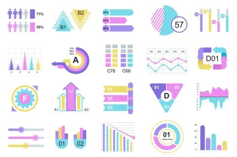 Set of infographic elements data visualization vector design template with Illustrazione stock