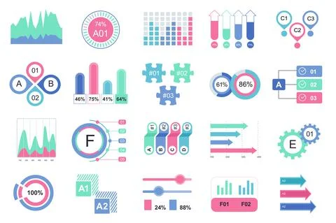 Set of infographic elements data visualization vector design template with Illustrazione stock