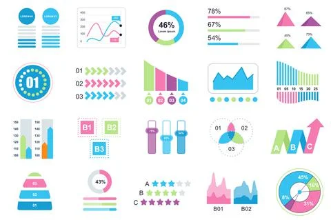 Set of infographic elements data visualization vector design template with Illustrazione stock
