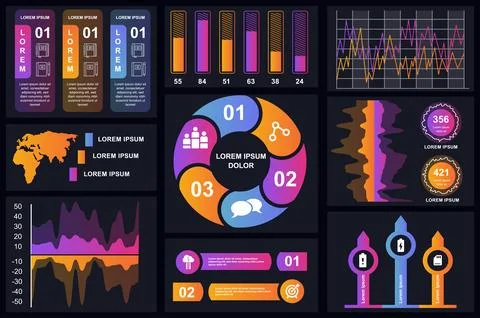 Set of infographic elements data visualization vector design template. Can .. Illustrazione stock