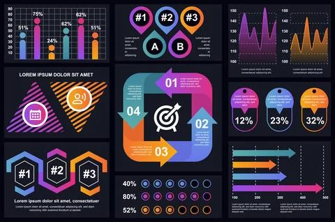 Set of infographic elements data visualization vector design template. Can .. Illustrazione stock