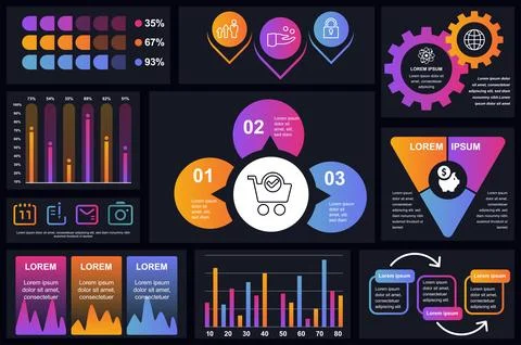 Set of infographic elements data visualization vector design template. Can .. Illustrazione stock