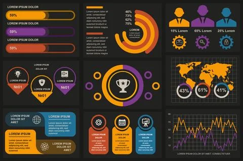 Set of infographic elements data visualization vector design template. Can .. Illustrazione stock