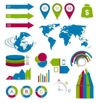Set infographic elements for design web site layout Stock Illustration