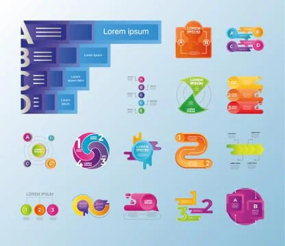 Set of infographic elements, diagrams, graphs, circle charts and icons Illustrazione stock