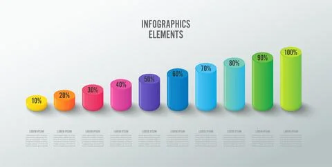 Set of infographic elements for graph, chart or diagram in the form of filled Stock Illustration