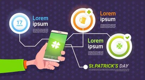 Set Of Infographic Elements For Happy St. Patricks Day Holiday Celebration Stock Illustration