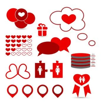 Set infographic elements of valentine presentation 库存插图