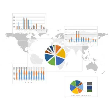 Set of Infographic Elements. World Map background 스톡 일러스트