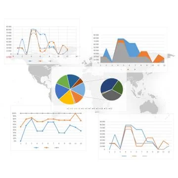 Set of Infographic Elements. World Map background 스톡 일러스트