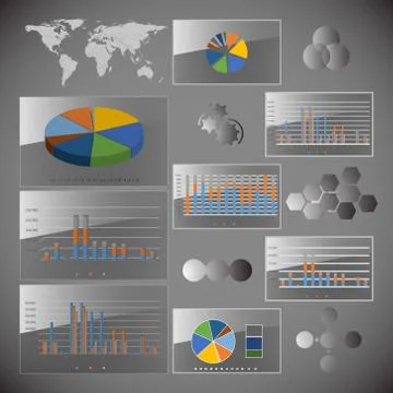 Set of Infographic Elements. World Map background 스톡 일러스트