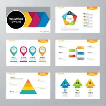 Set of infographic presentation template flat design Stock Illustration