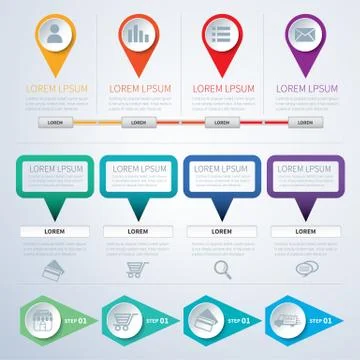 Set of infographic templates flat design Stock Illustration