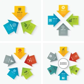 Set of infographic templates flat design Stock Illustration