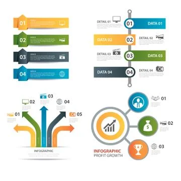 Set of infographic templates flat design Illustrazione stock