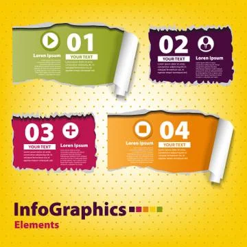 Set infographic with torn ribbons Illustrazione stock