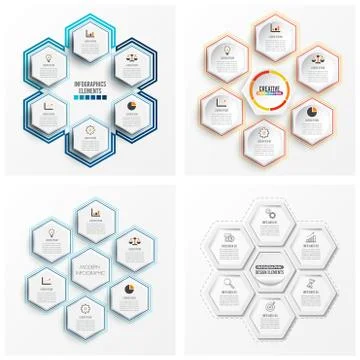 Set infographics 6 options. Template for brochure. Business concept with opti Stock Illustration