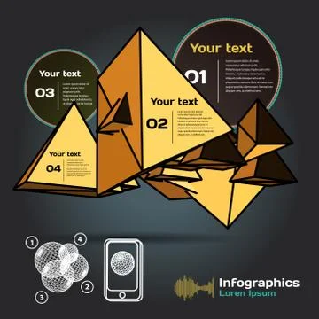 Set for infographics on a dark background with abstract three-di Stock-Illustration