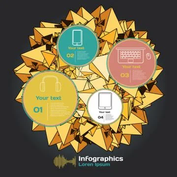 Set for infographics on a dark background with abstract three-di Stock Illustration
