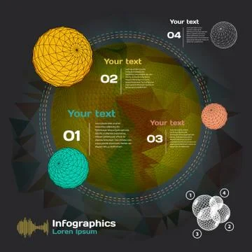 Set for infographics on a dark background of space and planets Illustrazione stock