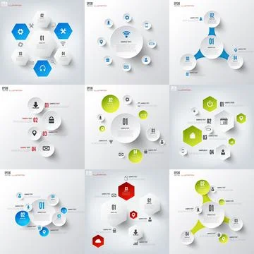 Set with infographics. Data and information visualization. Template. 스톡 일러스트