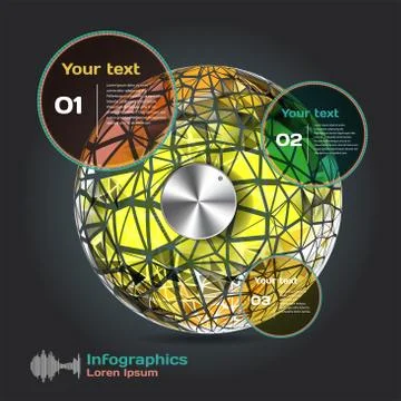 Set infographics with dots and lines on a dark background on the Stock Illustration