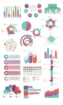 Set of infographics elements and graphs Stock Illustration