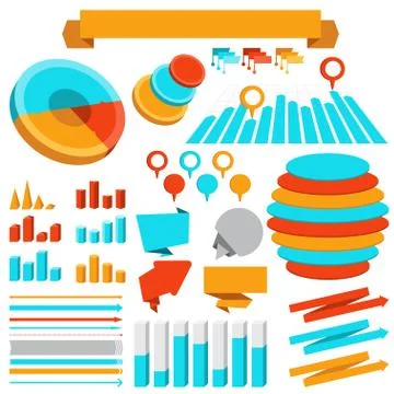 Set of infographics elements and objects Illustrazione stock
