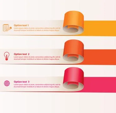Set of infographics elements in the form of paper tape for various purposes.  Illustrazione stock