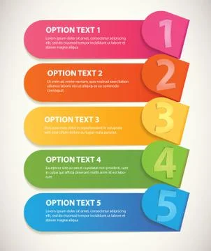 Set of infographics elements in the form of paper tape for various purposes.  Stock Illustration