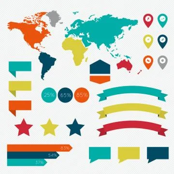 Set of infographics elements in modern flat business style. Stock Illustration